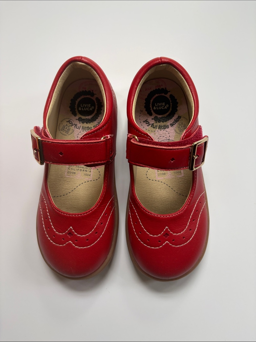 Livie & Luca Red Girls' Mary Jane Dress Shoes with Buckle